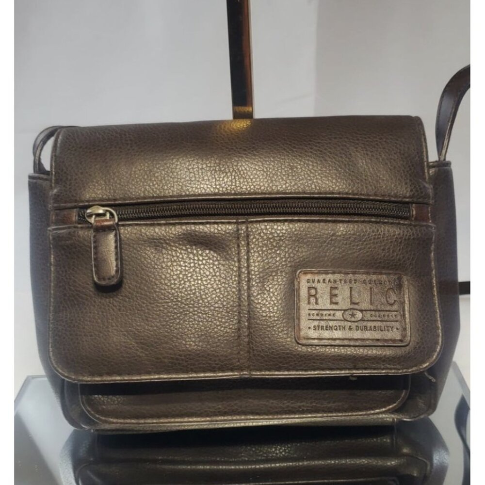 Relic Shoulder Crossbody Messenger Bag Men's Leather Brown Strength & Durability